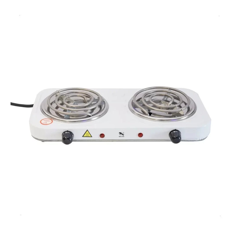 Fogão elétrico portátil espiral Leaser 2 bocas acampamento viagem ao ar livre alumínio preto branco 110V