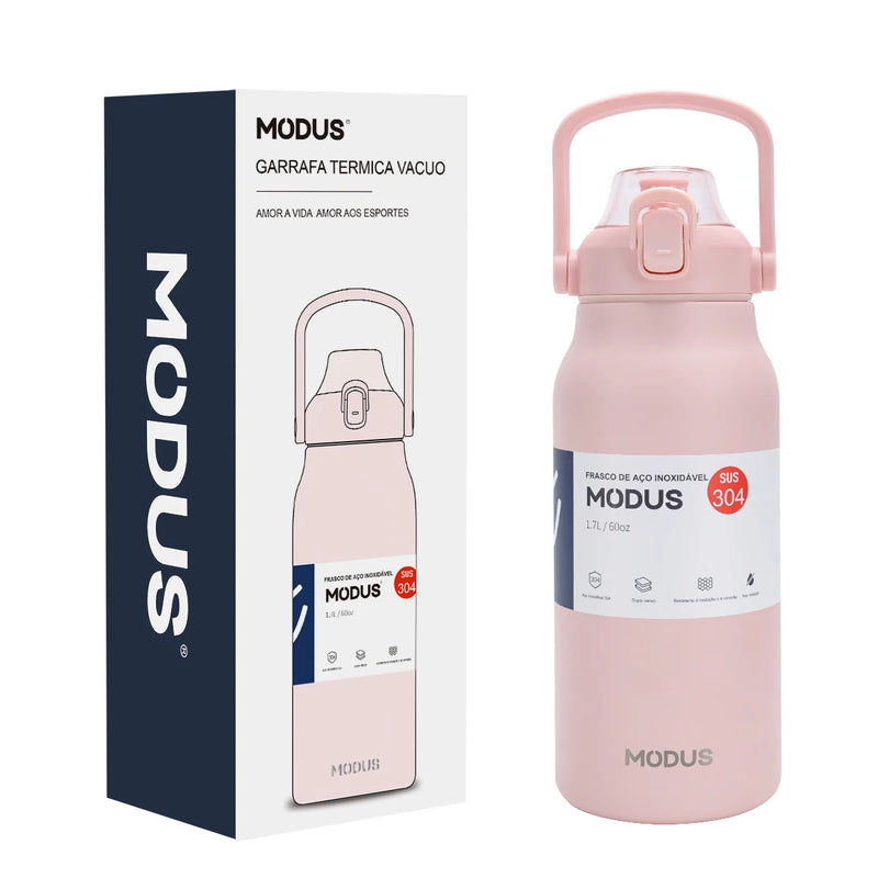 Garrafa térmica de aço inoxidável de grande capacidade com canudo, academia de acampamento ao ar livre 800ml/1700ml