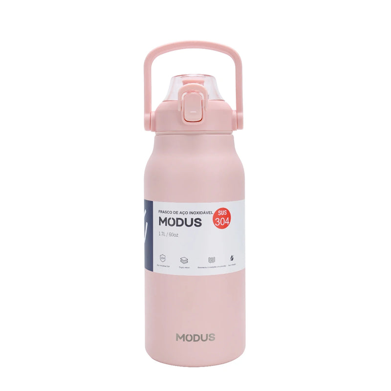 Garrafa térmica de aço inoxidável de grande capacidade com canudo, academia de acampamento ao ar livre 800ml/1700ml