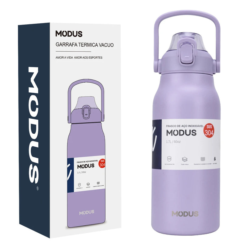 Garrafa térmica de aço inoxidável de grande capacidade com canudo, academia de acampamento ao ar livre 800ml/1700ml