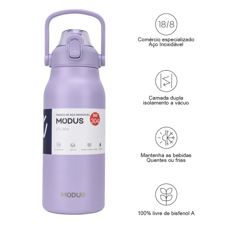 Garrafa térmica de aço inoxidável de grande capacidade com canudo, academia de acampamento ao ar livre 800ml/1700ml