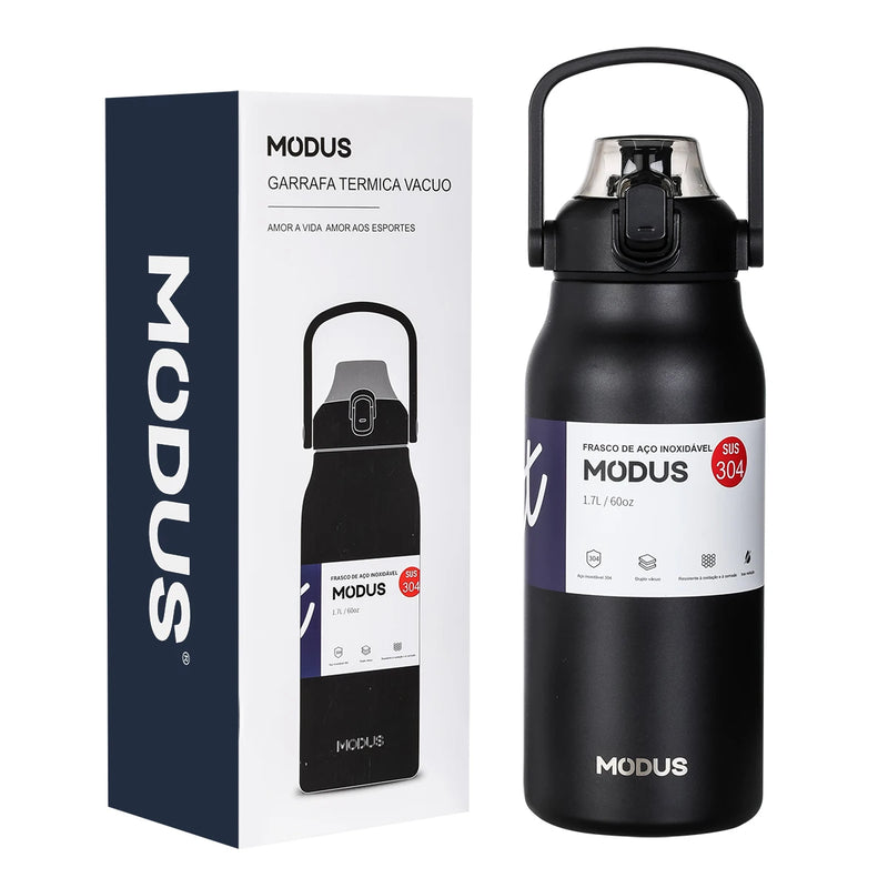 Garrafa térmica de aço inoxidável de grande capacidade com canudo, academia de acampamento ao ar livre 800ml/1700ml