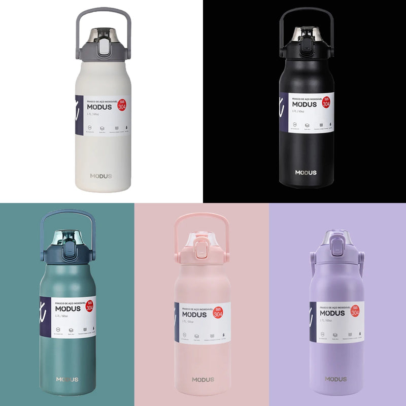 Garrafa térmica de aço inoxidável de grande capacidade com canudo, academia de acampamento ao ar livre 800ml/1700ml