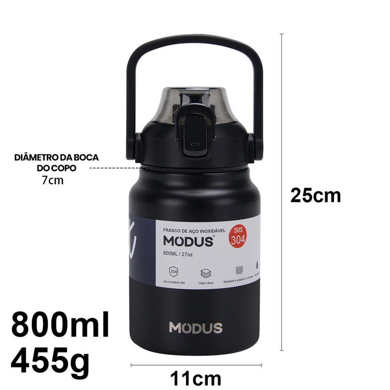 Garrafa térmica de aço inoxidável de grande capacidade com canudo, academia de acampamento ao ar livre 800ml/1700ml