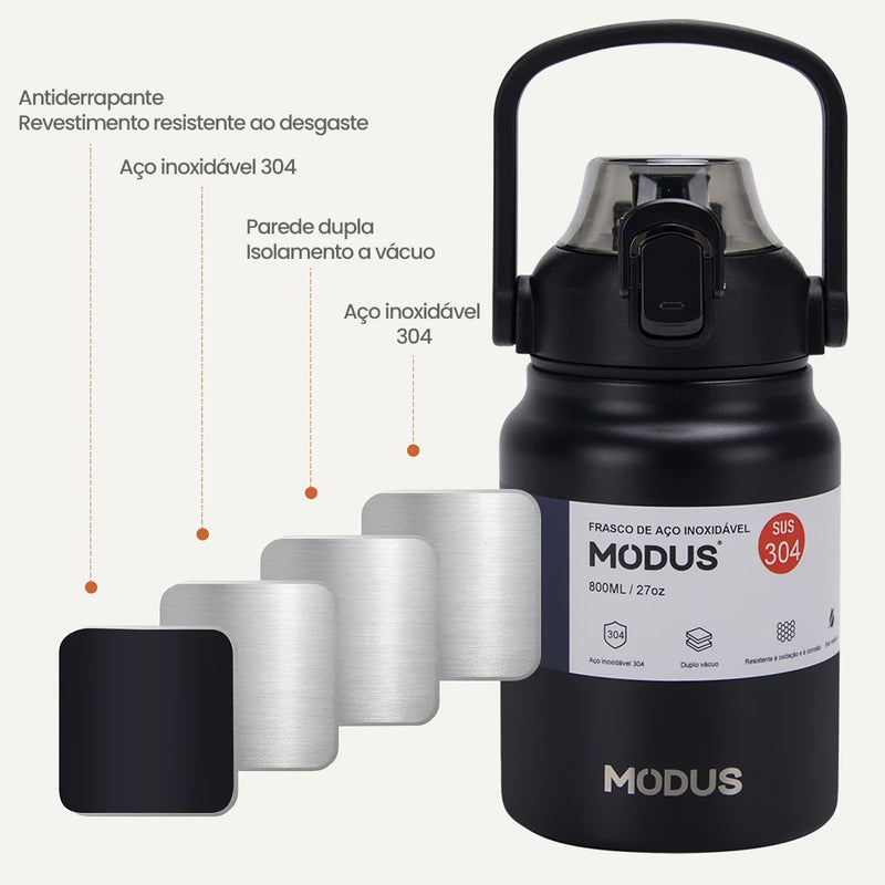 Garrafa térmica de aço inoxidável de grande capacidade com canudo, academia de acampamento ao ar livre 800ml/1700ml