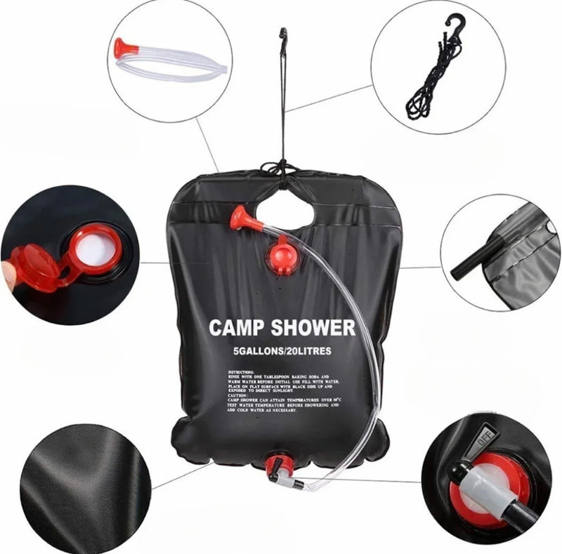Bolsa de banho solar dobrável para áreas externas de 20/40L