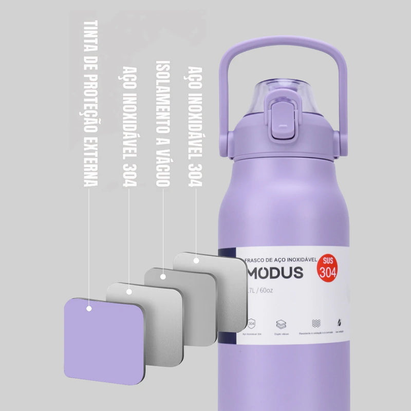 Garrafa térmica de aço inoxidável de grande capacidade com canudo, academia de acampamento ao ar livre 800ml/1700ml