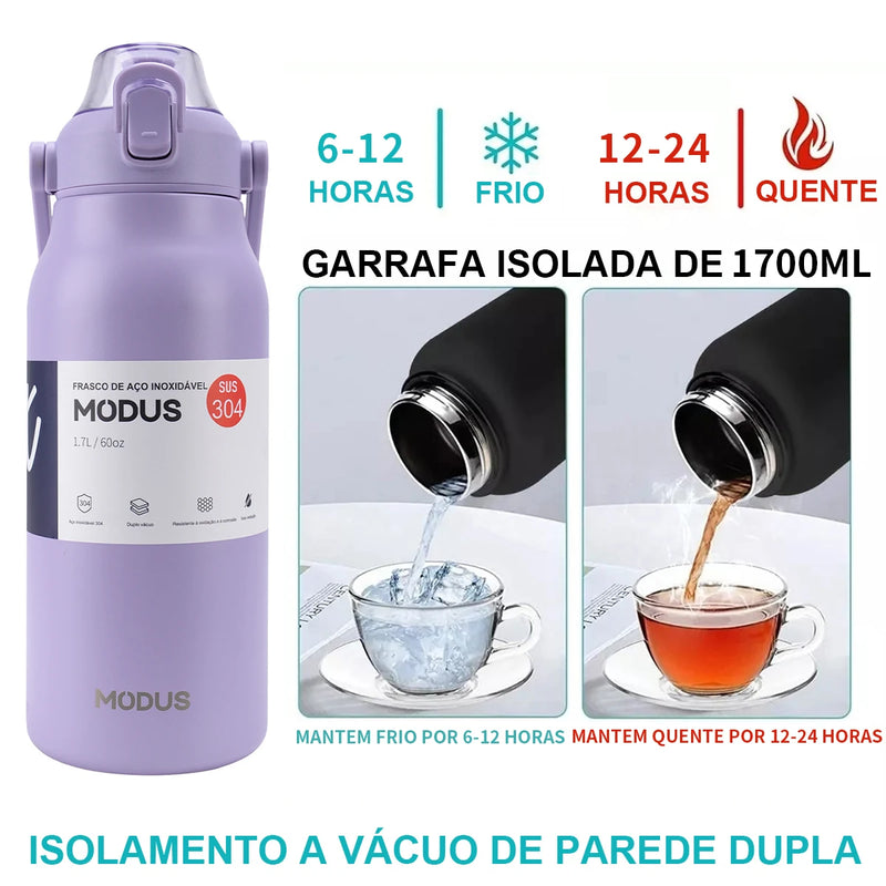 Garrafa térmica de aço inoxidável de grande capacidade com canudo, academia de acampamento ao ar livre 800ml/1700ml
