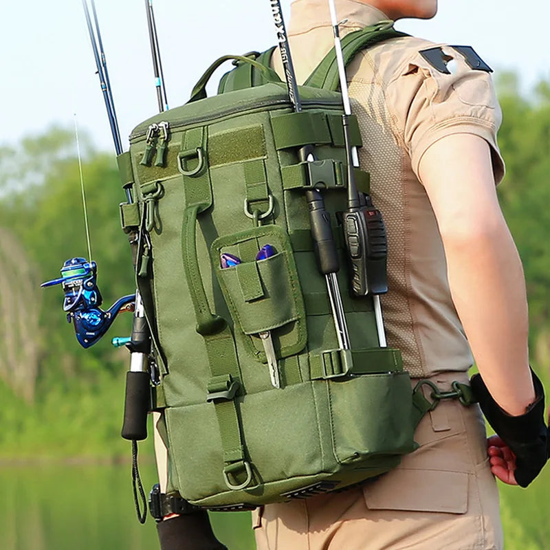 Mochila tática para pesca, caça, camping, trekking e viagens ao ar livre