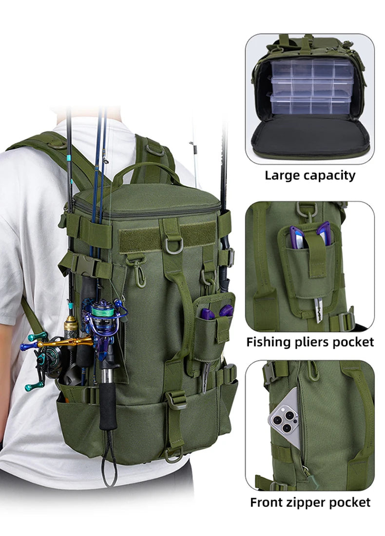 Mochila tática para pesca, caça, camping, trekking e viagens ao ar livre