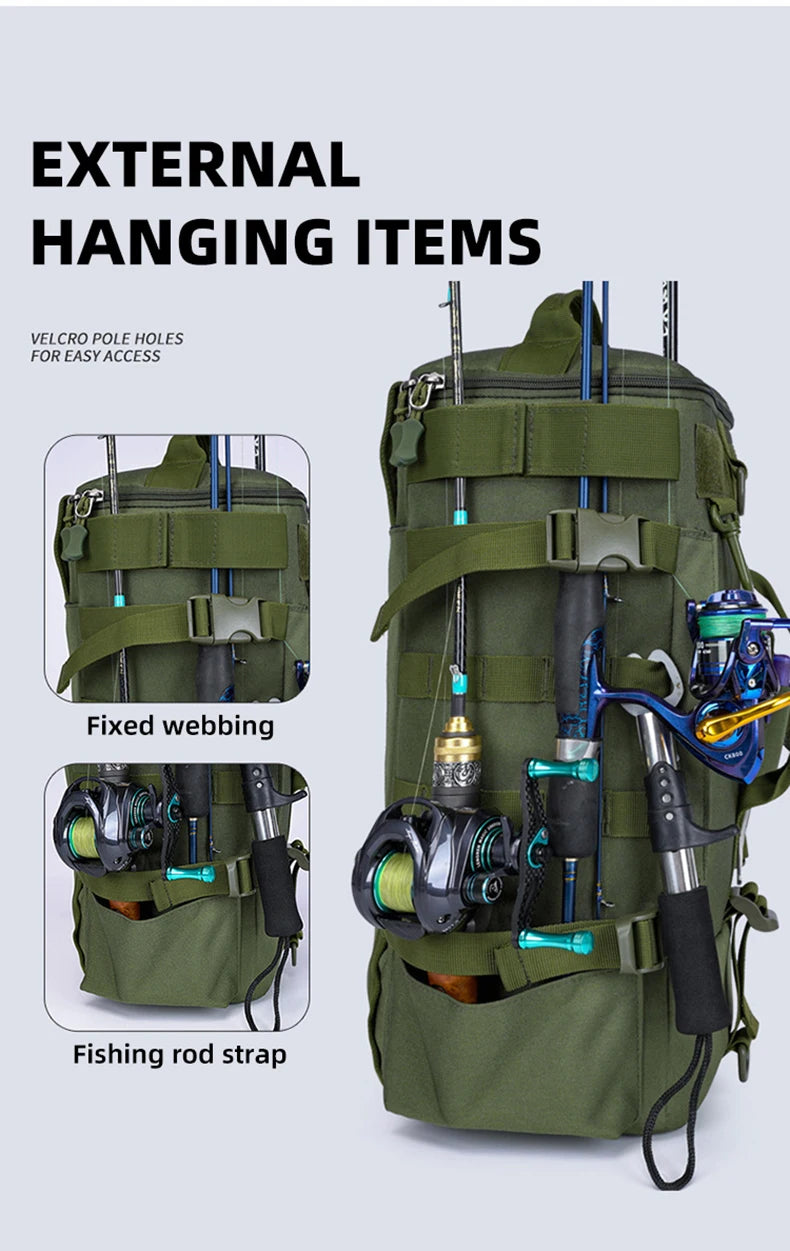 Mochila tática para pesca, caça, camping, trekking e viagens ao ar livre