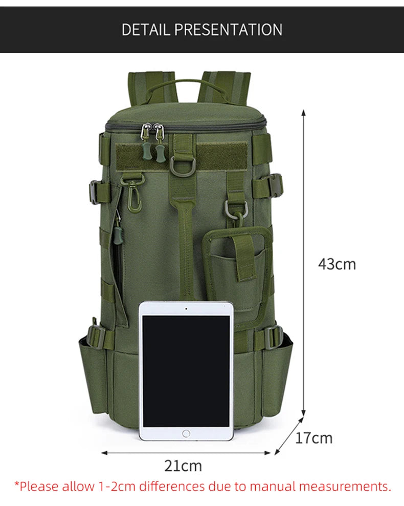 Mochila tática para pesca, caça, camping, trekking e viagens ao ar livre