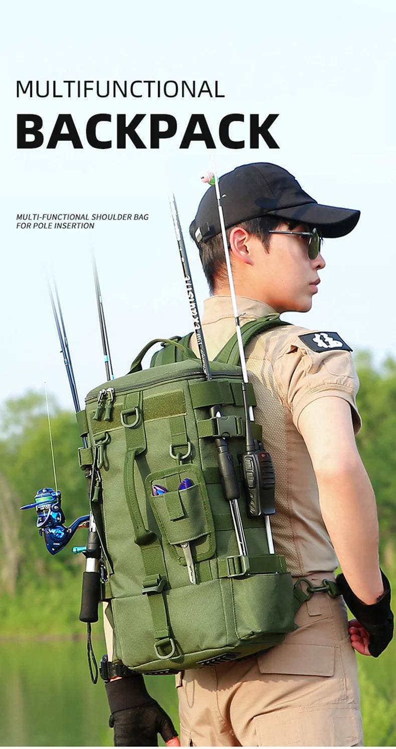 Mochila tática para pesca, caça, camping, trekking e viagens ao ar livre
